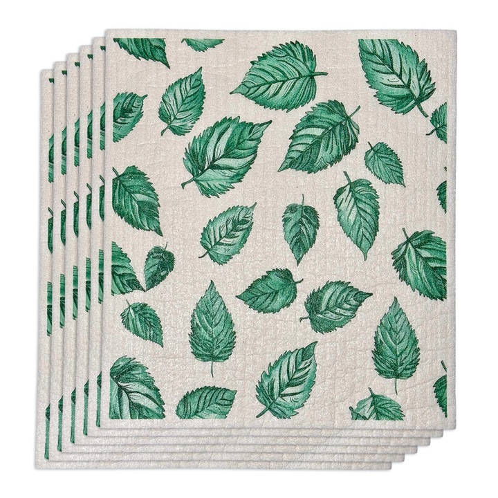 Set de 6 lavete reutilizabile ecologice, biodegradabile, lavabile, design scandinav, sigure pentru alimente, Curatare sticla, Fara particule de prosoape, fara amprente de apa, Fara ranire a suprafetei