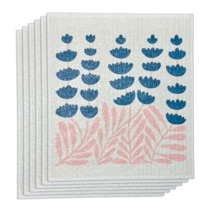 Set de 6 lavete reutilizabile ecologice, biodegradabile, lavabile, design scandinav, sigure pentru alimente, Curatare sticla, Fara particule de prosoape, fara amprente de apa, Fara ranire a suprafetei