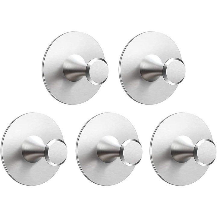 Suporturi autoadezive, Enforose, inox, capacitate 5kg, set de 5