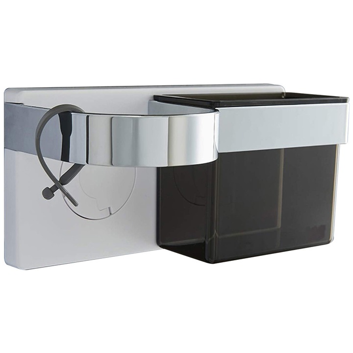 Suport pentru uscator de par, Enforose, PVC ecologic, instalare usoara, design deschis, economisire de spatiu