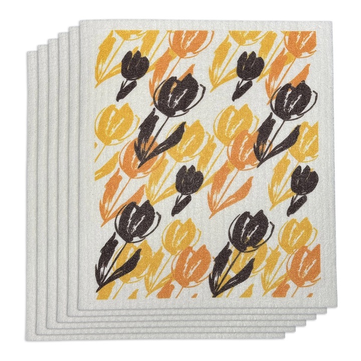 Set de 6 lavete reutilizabile ecologice, biodegradabile, lavabile, design scandinav, sigure pentru alimente, Curatare sticla, Fara particule de prosoape, fara amprente de apa, Fara ranire a suprafetei