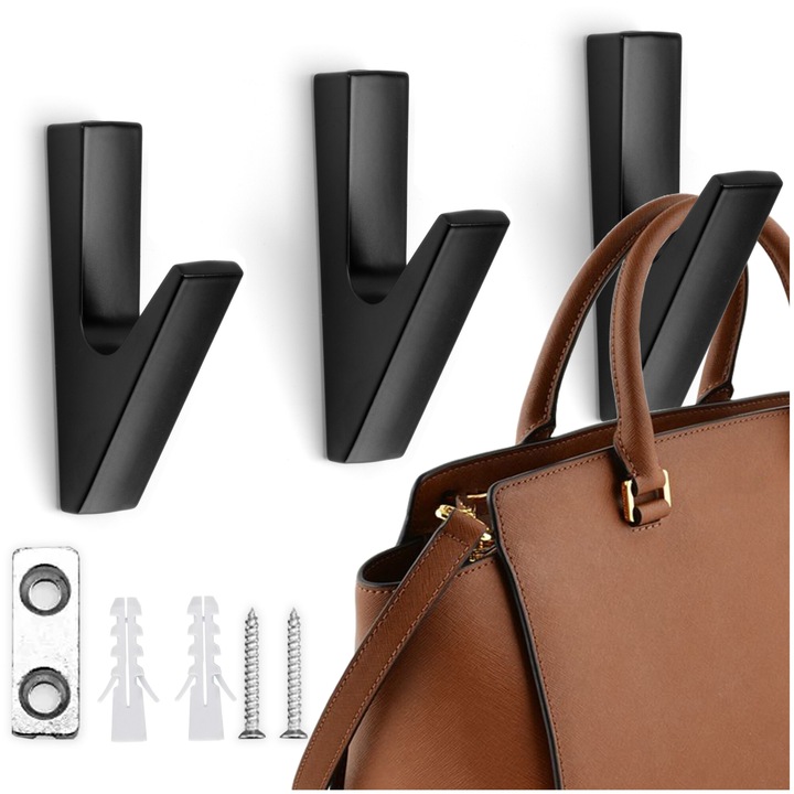 Set 3 umerase Harry, negru, aluminiu, 2 kg maxim per umeras