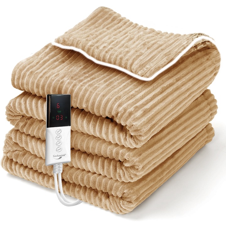 GMM Group Elektromos takaró, 160x130cm, 6 hőmérséklet fokozat, bézs, pilótakészlet