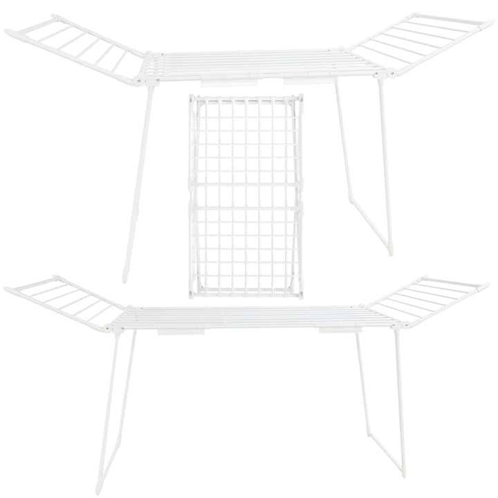 Teleszkópos ruhaszárító szett, Adaja, 32 kg, fehér, 118x193-263cm