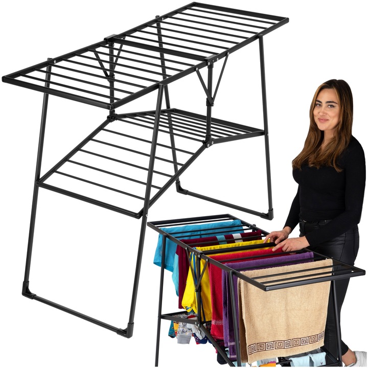 Сушилня за дрехи GMM Group, 19 м, капацитет 30 кг, черна, 130x53x96 см