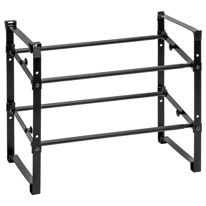 Cipőtartó, GMM Group, kihúzható, 2 szint, fekete, 45-80x24cm