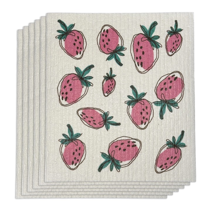 Set de 6 lavete reutilizabile ecologice, biodegradabile, lavabile, design scandinav, sigure pentru alimente, Curatare sticla, Fara particule de prosoape, fara amprente de apa, Fara ranire a suprafetei