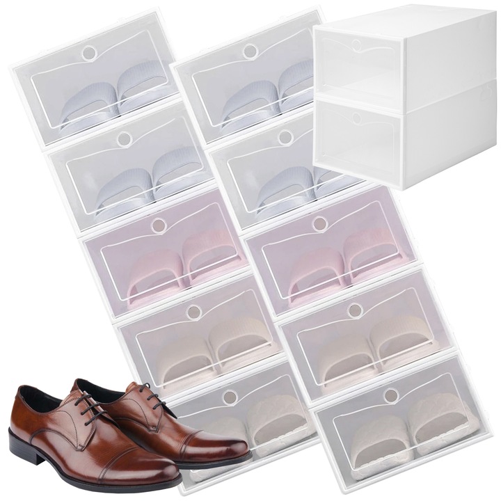 Set 10 cutii pentru incaltaminte OSLO, transparent, 14,5x23x32,5cm