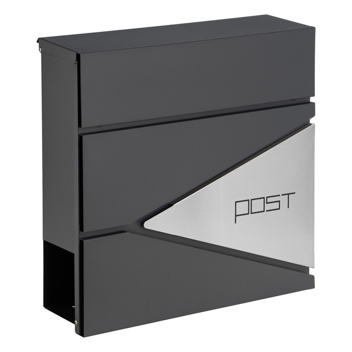 Boris postaláda, antracit, 37x37x10,5cm, komplett készlet 2 kulccsal + szerelőkészlettel