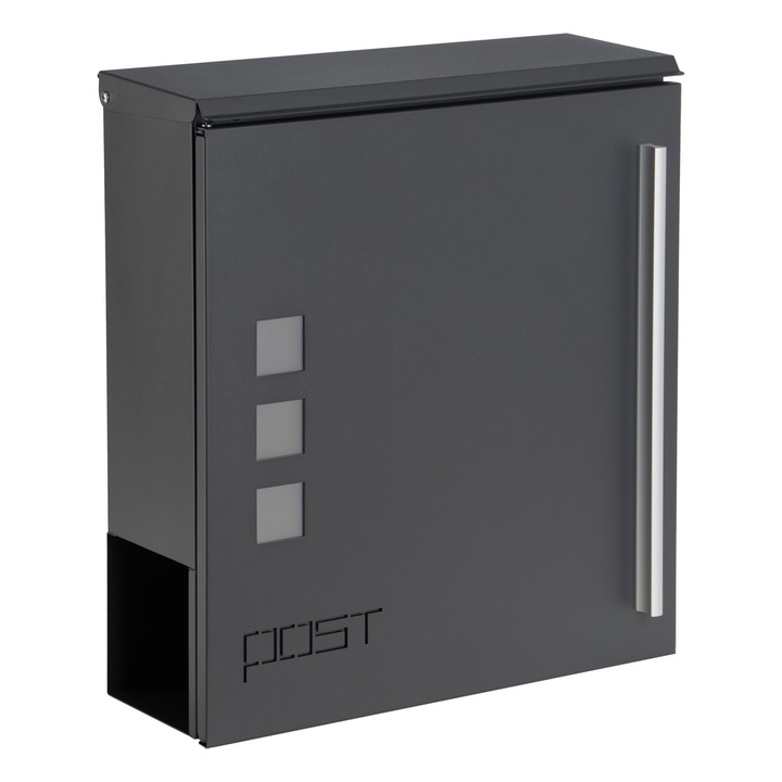 Levélszekrény antracit, 34x31x11cm, szett 2 kulccsal + szerelőkészlettel