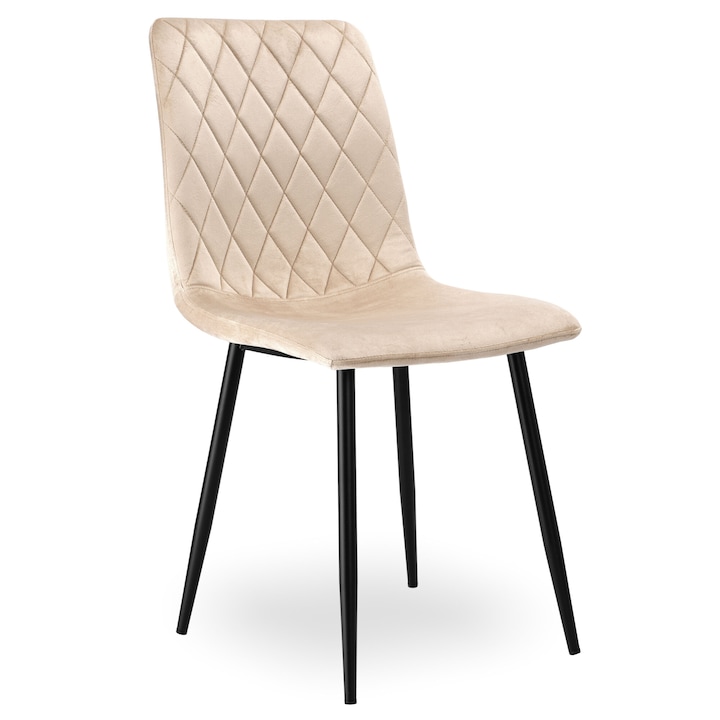 Тапициран стол Dexter, eHokery, бежово/черно, кадифе, 89x45x54см