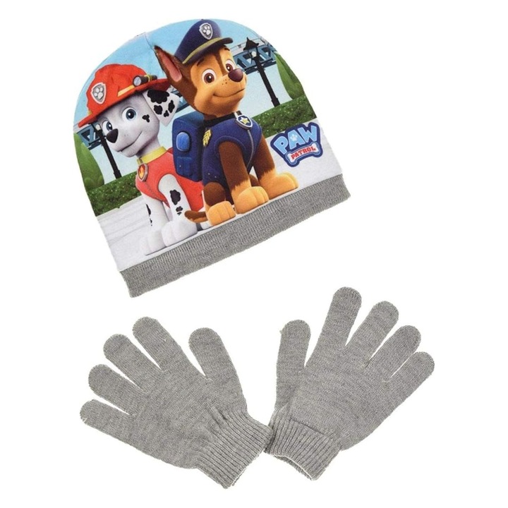 Set Caciula si Manusi Paw Patrol, Gri, 54, Gri