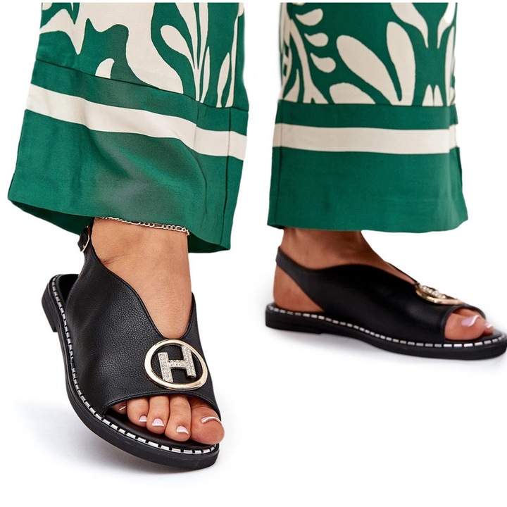 Sandale dama Iseliria, Piele ecologica, Negru