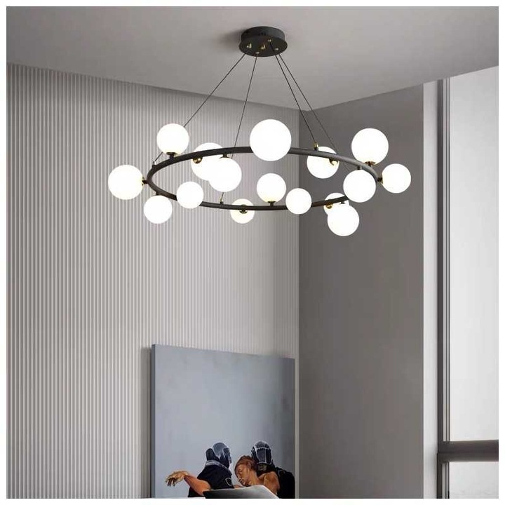 Sueva® LED модерни скандинавски висящи светлини Полилей с топка с 15 бр. G9 5W 4000k крушки