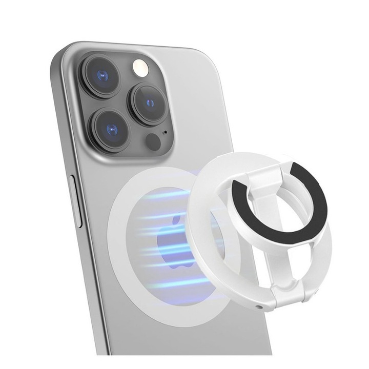 Mágneses telefontartó, sunvo, 360 fokban forgatható kialakítás, erős fogás, kompakt, fehér