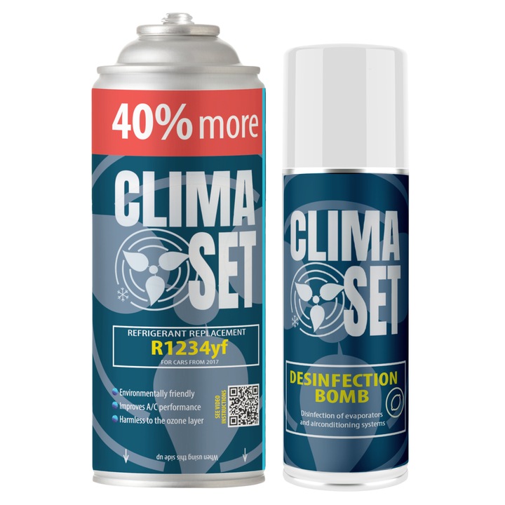 ClimaSet R1234yf klíma töltőgáz 470g mészszagtalanítóval, klímagáz, 20g olaj