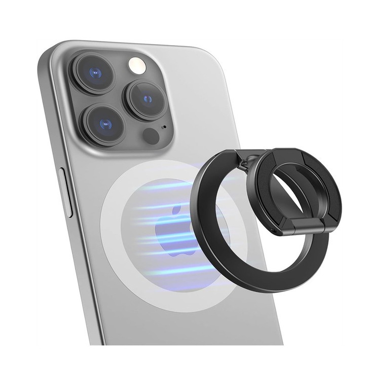 Mágneses telefontartó, sunvo, 360 fokban forgatható kialakítás, erős fogás, kompakt, fekete