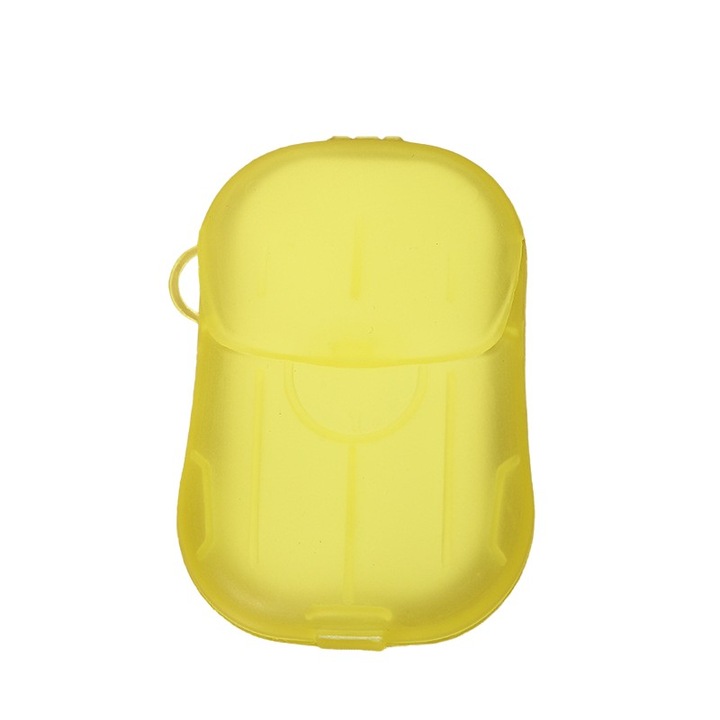 Дозатор за листове сапун Flippy, за еднократна употреба, преносим, удобен за пътуване, 20 листа, жълт