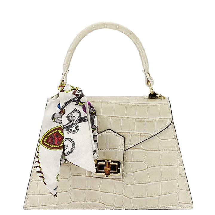 Bézs natúr bőr táska sállal 8953 123 Bézs