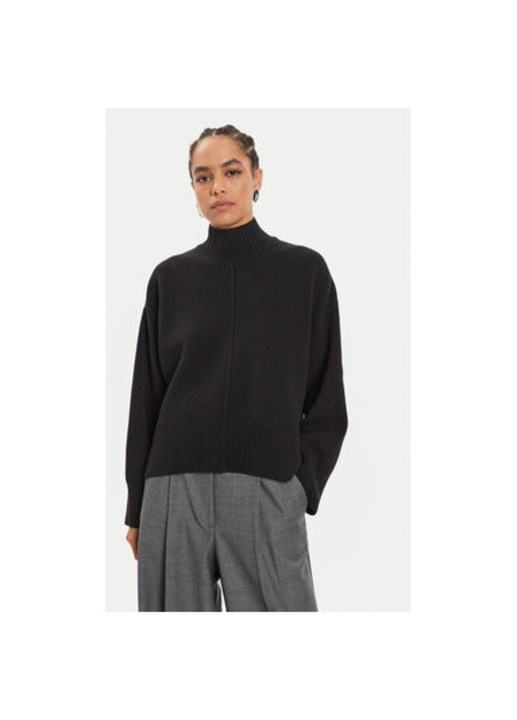 Pulover dama, Ivy Oak, 304213335, Lana merinos, Negru, Negru