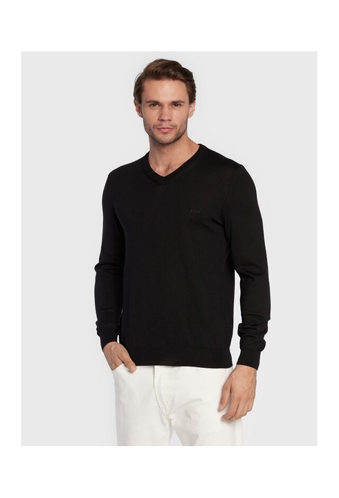 Férfi pulóver, Boss, 301461821, Gyapjú, S INTL, Fekete