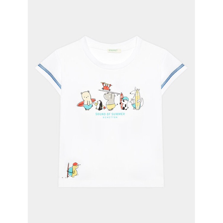 Tricou copii, United Colors Of Benetton, 302102051, Bumbac, Alb, Alb, 56 CM