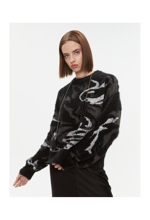 Női pulóver, Dkny, 303202071, Nejlon/Akril, Fekete, Fekete