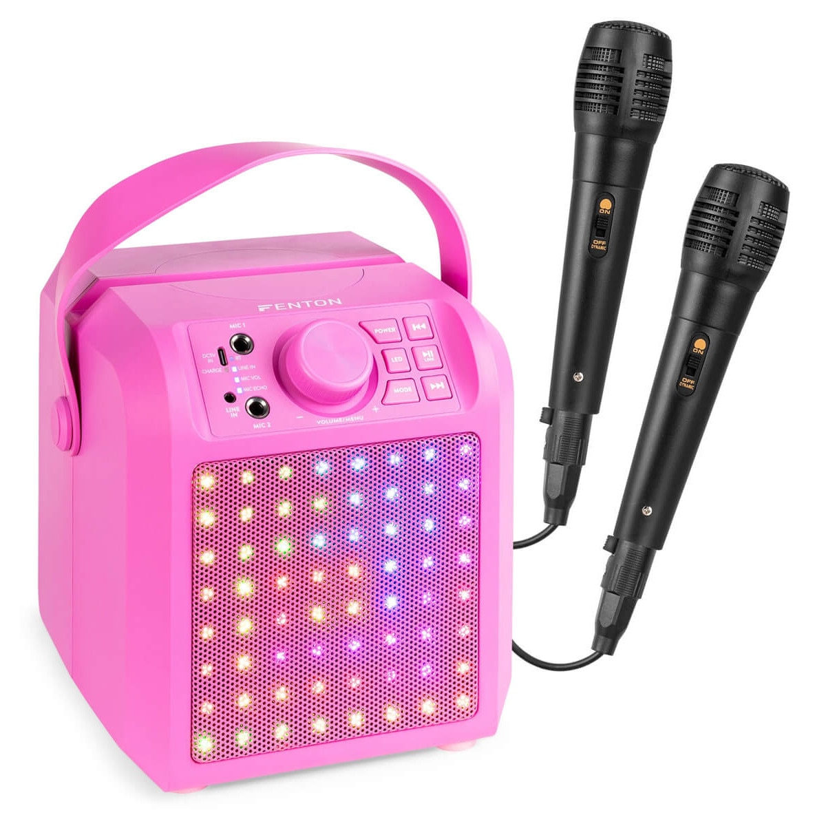 Difuzor Karaoke Fenton KAR50P, efect de lumina LED, roz, 50W