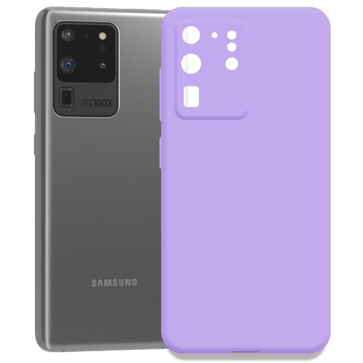 Husa pentru Samsung Galaxy S20 Ultra, Color Shield, Interior de catifea, Suprafata aderenta, Protectie antisoc, Margini ridicate, Regular Fit, Silicon, Violet