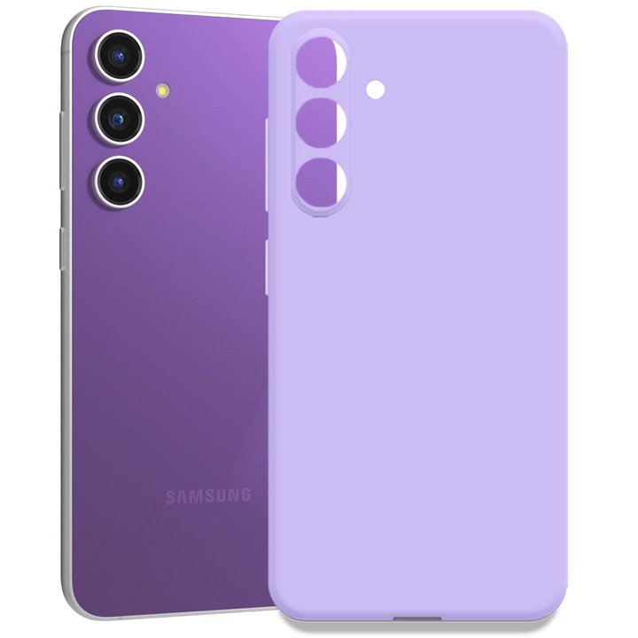 Husa pentru Samsung Galaxy S23 FE, Color Shield, Interior de catifea, Suprafata aderenta, Protectie antisoc, Margini ridicate, Regular Fit, Silicon, Violet