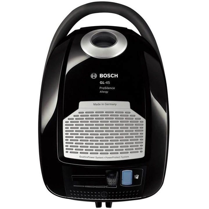Bosch BGB45331 porzsákos porszívó, 5 l, Teleszkópos fémcső, 650 W, Hepa szűrő, Silent Clean Premium, Fekete