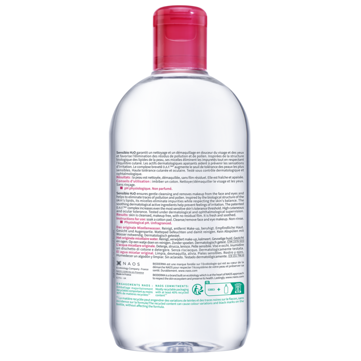 Apa micelara Bioderma Sensibio H2O pentru ten sensibil, 500 ml