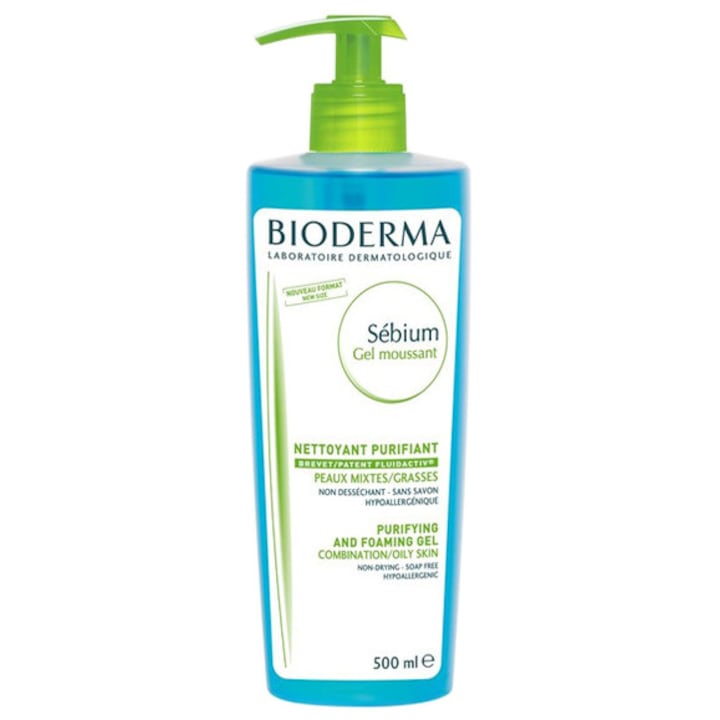 Гел пяна Bioderma Sebium, За смесена/мазна кожа, С помпа, 500 мл