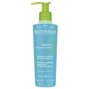 Gel de curatare spumant Bioderma Sebium pentru ten mixt/gras, cu pompa, 200 ml Gel de curatare spumant Bioderma Sebium pentru ten mixt/gras, cu pompa, 200 ml