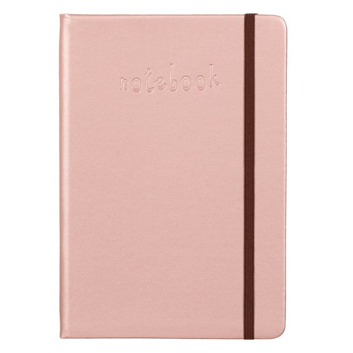 Carnetel Agenda Notite A5 100 File Dictando Inchidere Cu Elastic Coperta Moale Roz Auriu Notebook