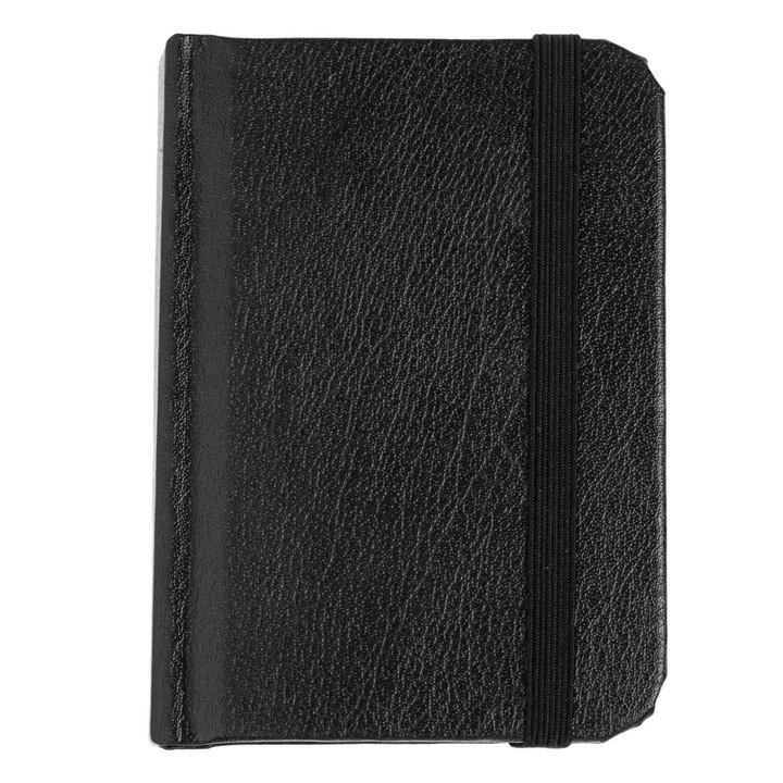 Carnetel Notite Agenda A7 100 File Dictando Inchidere Cu Elastic Coperta Dura PU Negru