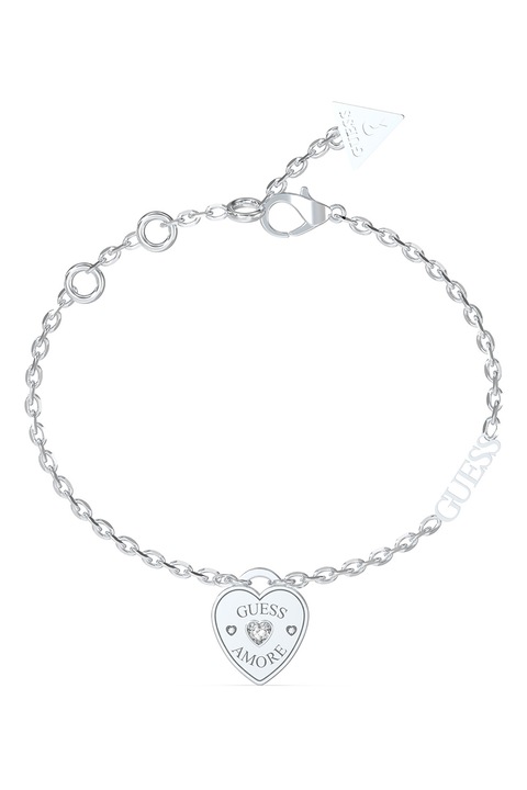 GUESS, Bratara din otel inoxidabil cu cristale, Argintiu, 14.6 CM