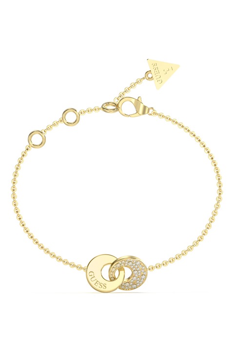 GUESS, Bratara din otel inoxidabil cu talismane rotunde, Auriu, 14.6 CM