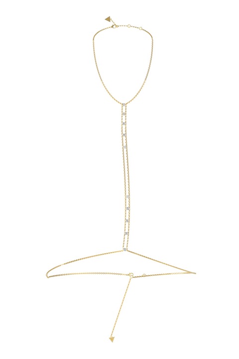 GUESS, Колие тип верижка с кристали, Златист