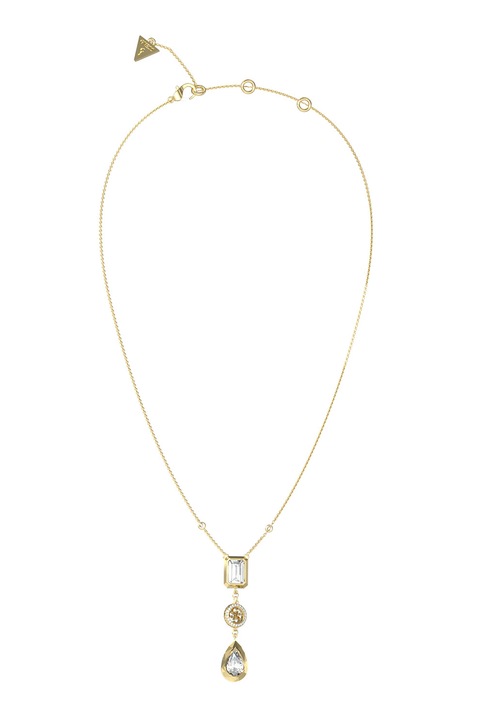 GUESS, Colier cu pandantiv cu cristale, Auriu