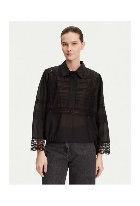 Camasa dama, Munthe, 304892790, Bumbac organic/Viscoza, Negru, Negru