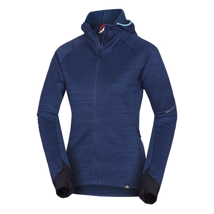 Női Buin melange polár pulóver kapucnival, Melange kék