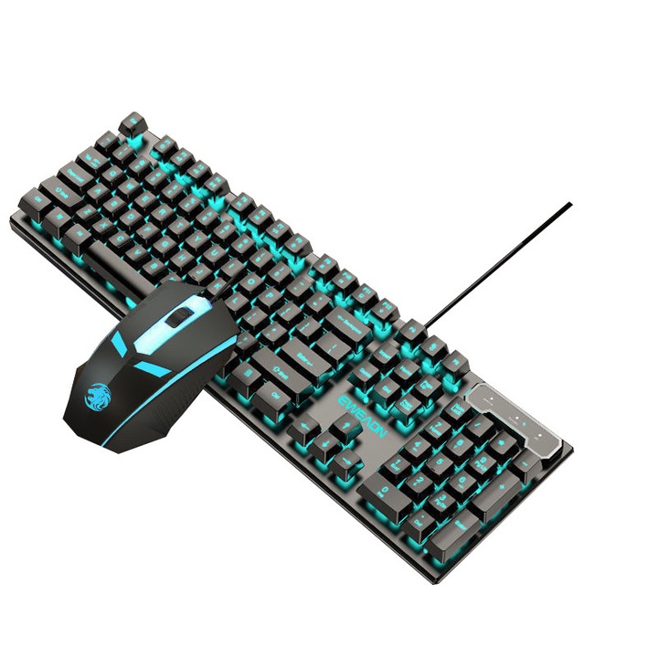 Billentyűzet és egér szett, EWEADN, mechanikus, 104 billentyű, jégkék háttérvilágítás, USB, 45,5x17,5x4cm