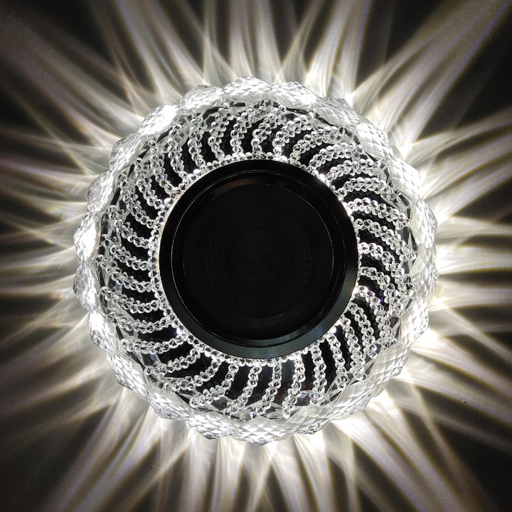 Плафон Delux M, халоген, с LED лента, стъкло, 110х30 мм, комплект със захранване и фасунга GU10, без включена крушка