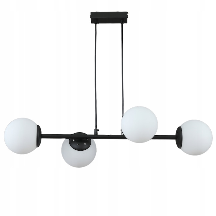Függeszték, Delux M, gömb alakú modell, fekete, 75x100cm, opál üvegbúrával, 4xE27