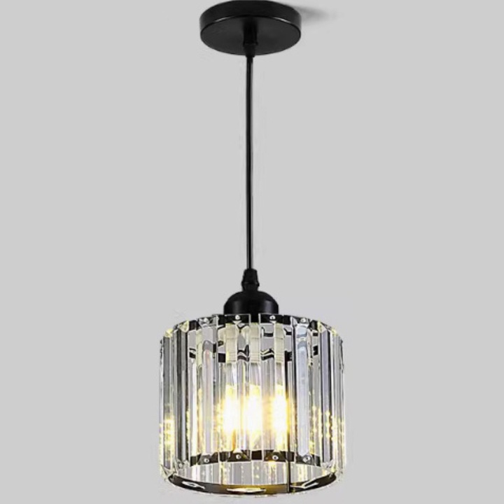 Plafon sufitowy, Delux M, model Y726-3, design elegant, negru, 13x100cm, cu cristale