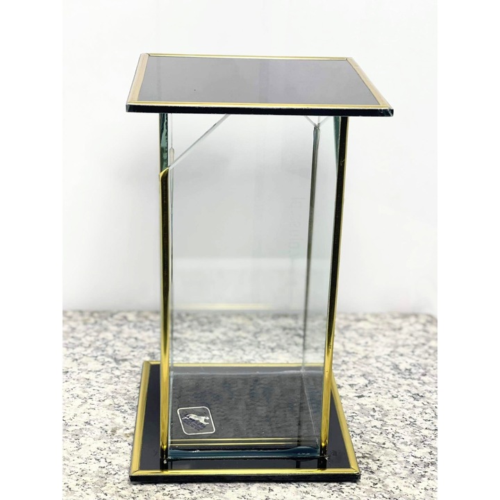 Átlátszó üveglámpás fekete talppal és fedéllel, arany részletekkel, 21x12x12cm, 4 darabos szett