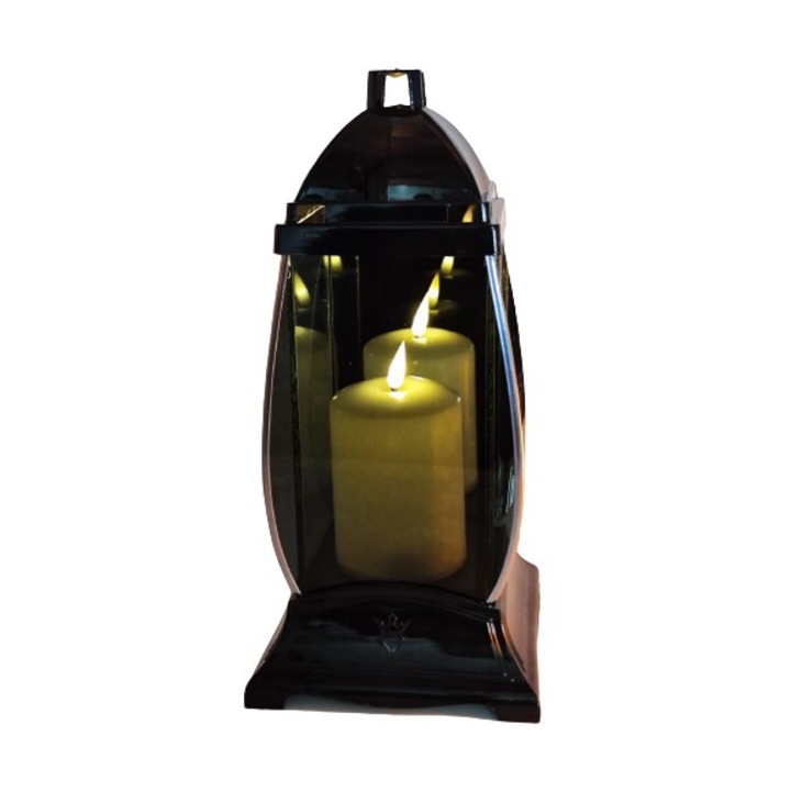 Felinar cu lumanare, Lamp-Art, Negru, 35x15.5x15.5 cm