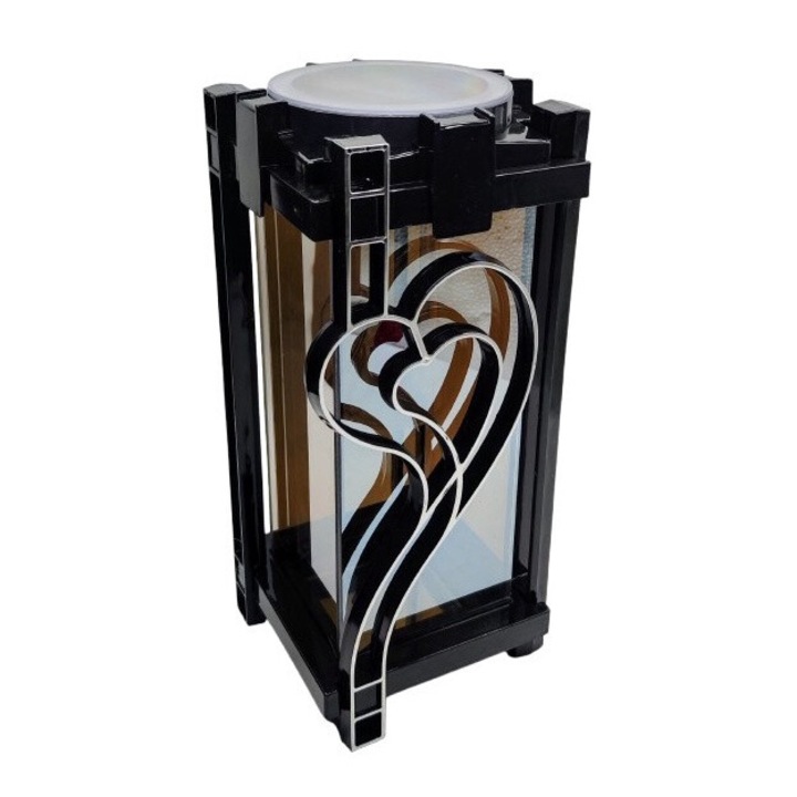 Lampion solar pentru cimitir, Lamp-Art, 1000 zile iluminare, design elegant, negru, 38x17x17cm