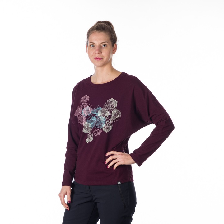Tricou din bumbac cu imprimeu pentru femei Beverly, Bordeaux